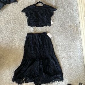 Free people lace crop top with skirt